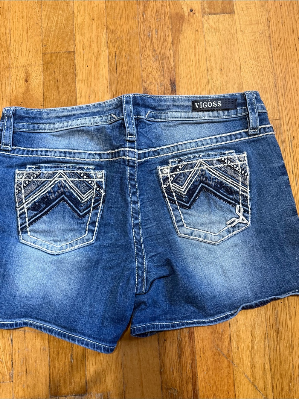 Vigoss Women's Blue Beaded Denim Shorts